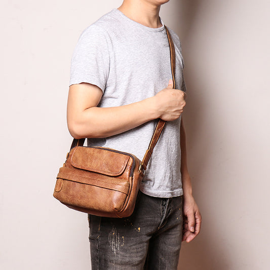 Women's & Men's & Matte Leather Large Capacity Cowhide Men's Shoulder Bags