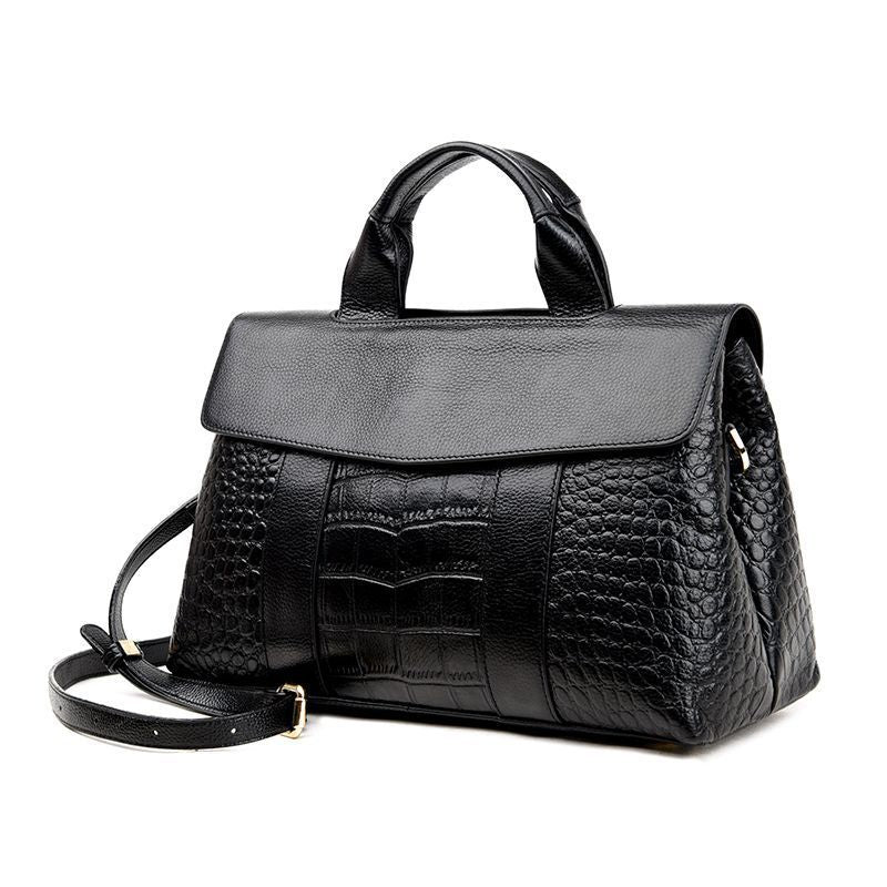 Women's Genuine Leather Alligator Print Large Capacity Handbags