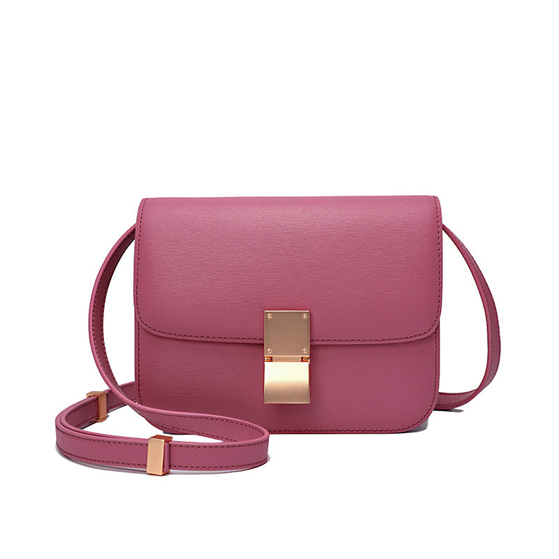 Women's Genuine Leather Stewardess Fashion Cattlehide Oblique Shoulder Bags