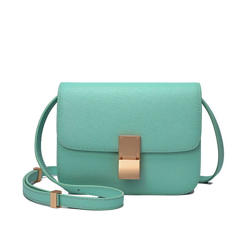 Women's Genuine Leather Stewardess Fashion Cattlehide Oblique Shoulder Bags