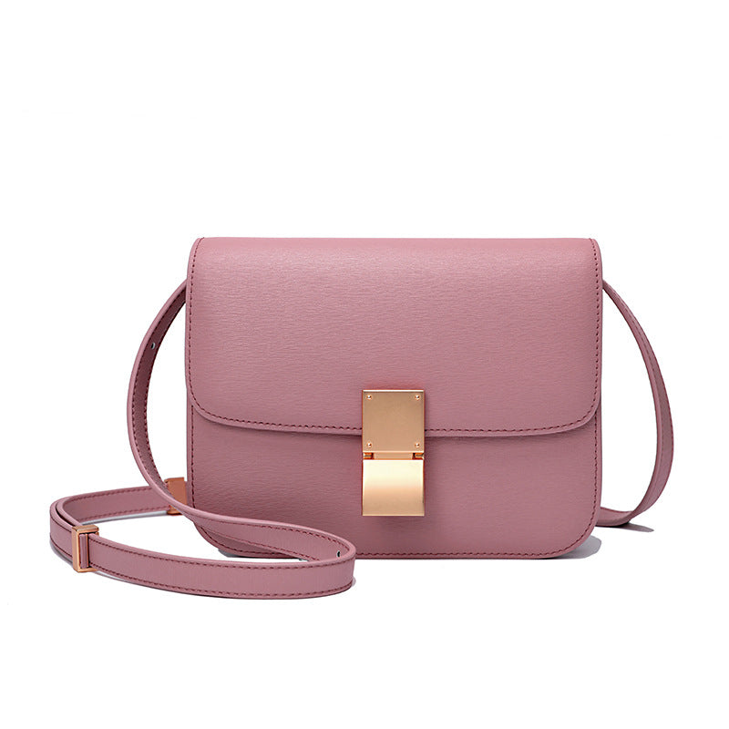 Women's Genuine Leather Stewardess Fashion Cattlehide Oblique Shoulder Bags