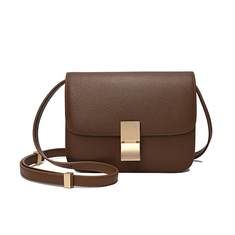 Women's Genuine Leather Stewardess Fashion Cattlehide Oblique Shoulder Bags