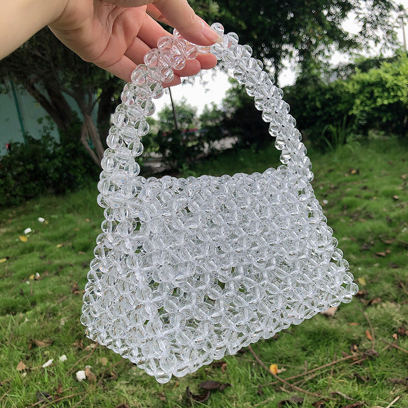 Women's Handmade Beaded Triangle Color Acrylic Stereo Bags