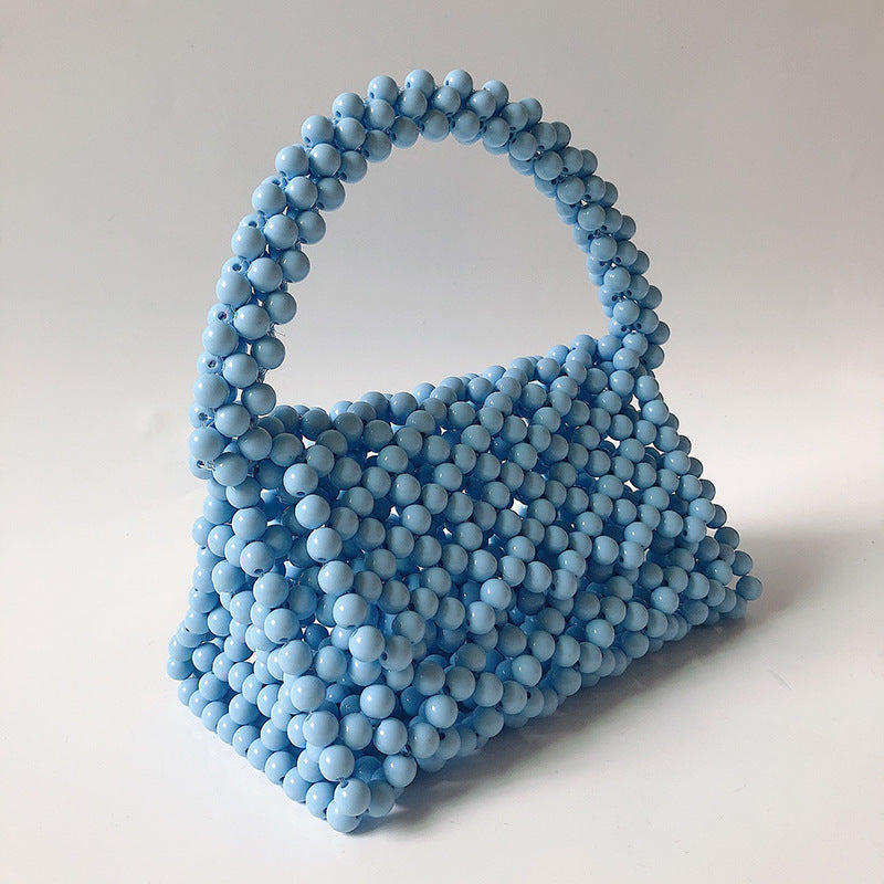 Women's Handmade Beaded Triangle Color Acrylic Stereo Bags