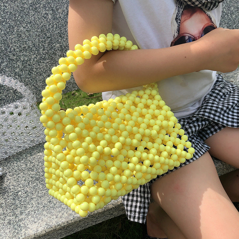 Women's Handmade Beaded Triangle Color Acrylic Stereo Bags