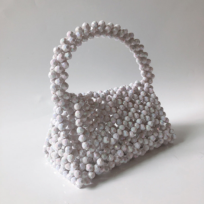Women's Handmade Beaded Triangle Color Acrylic Stereo Bags