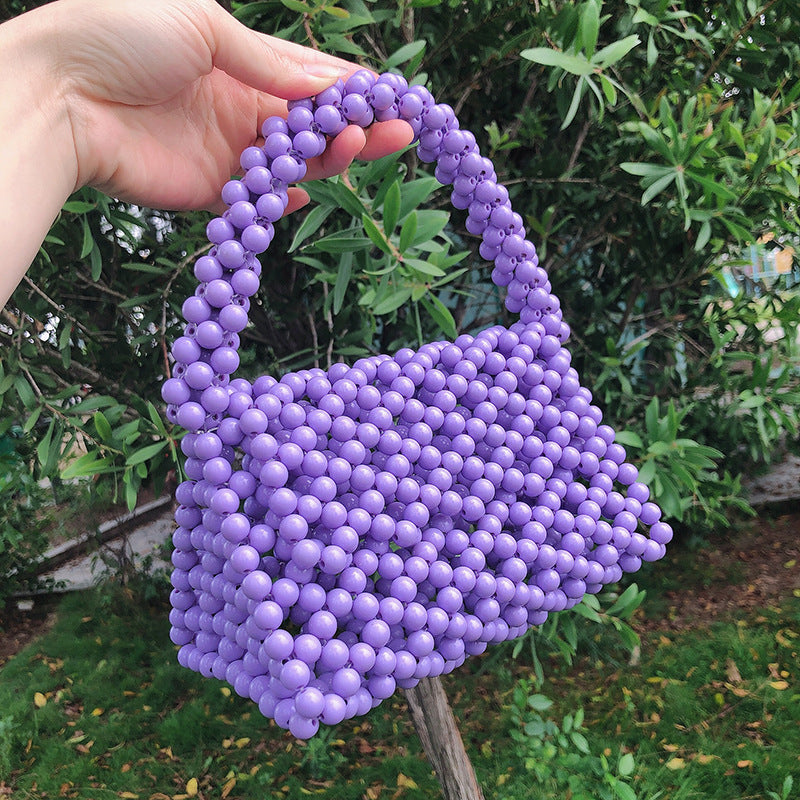 Women's Handmade Beaded Triangle Color Acrylic Stereo Bags