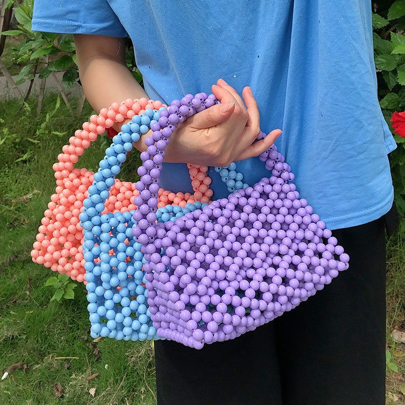 Women's Handmade Beaded Triangle Color Acrylic Stereo Bags