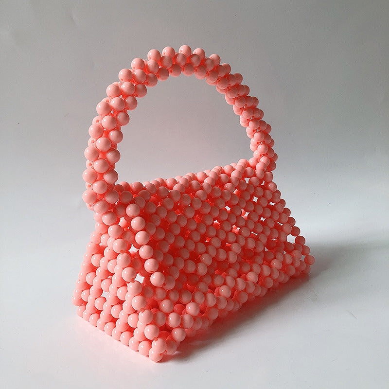 Women's Handmade Beaded Triangle Color Acrylic Stereo Bags