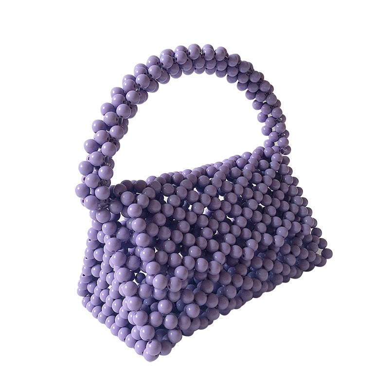 Women's Handmade Beaded Triangle Color Acrylic Stereo Bags