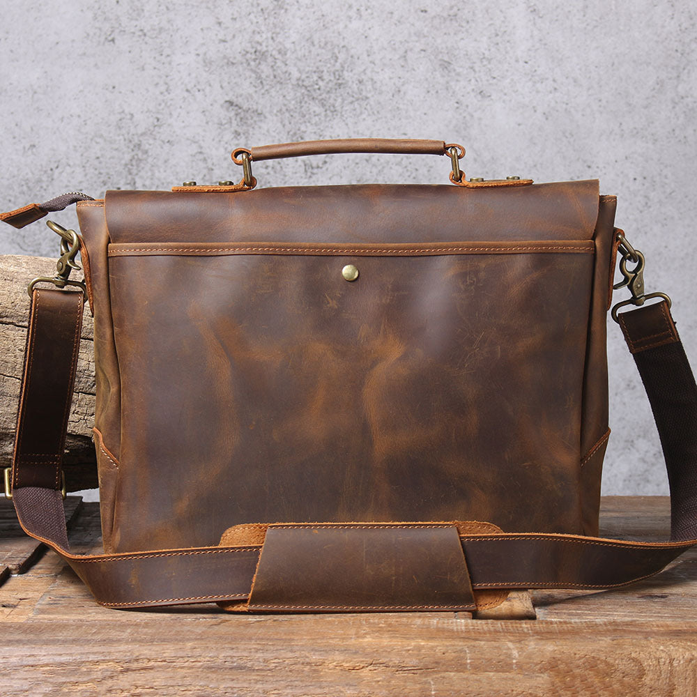 Men's Crazy Horse Leather First Layer Cowhide Men's Briefcases