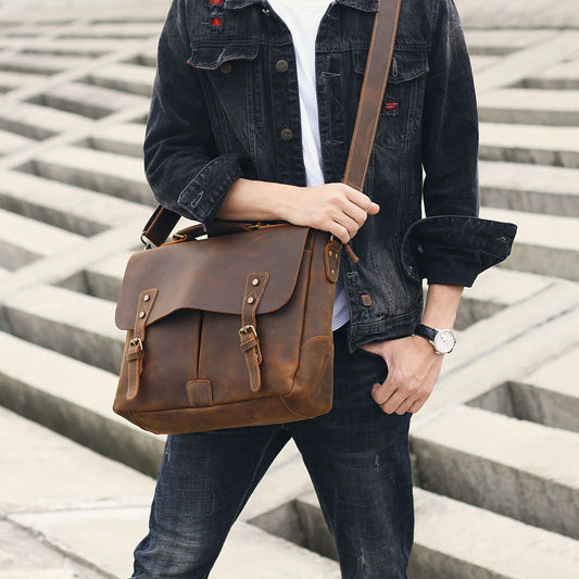 Men's Crazy Horse Leather First Layer Cowhide Men's Briefcases