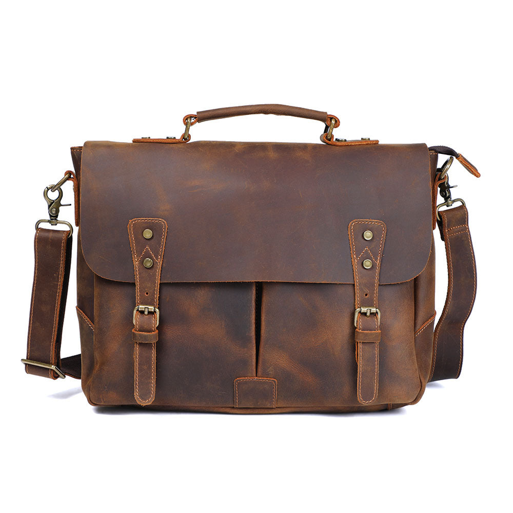 Men's Retro Crazy Horse Leather First Layer Cowhide Men's Briefcases