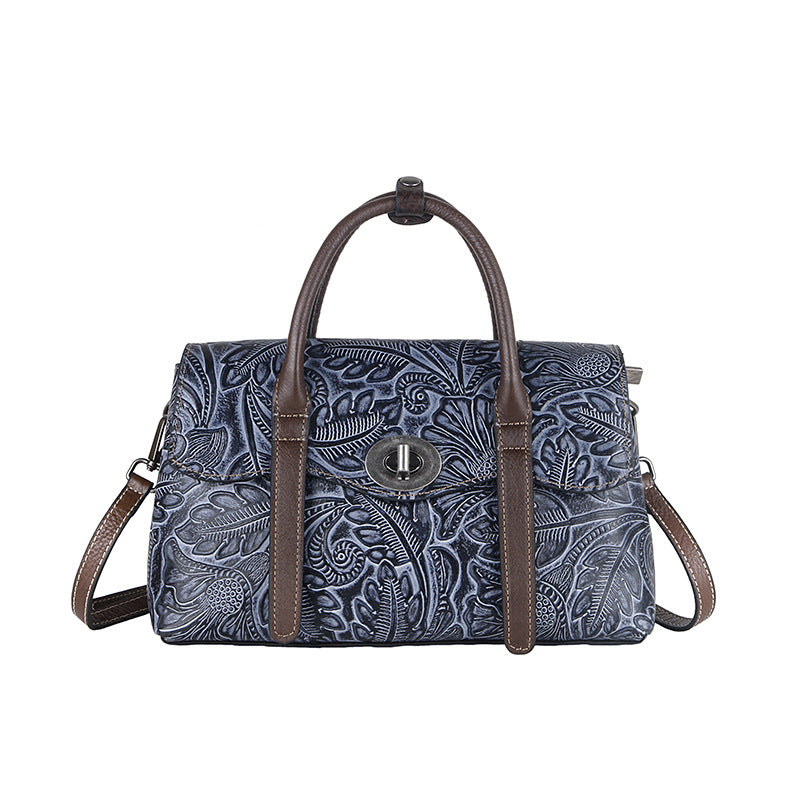 Women's First Layer Cowhide Retro Artificial Coloring Shoulder Bags