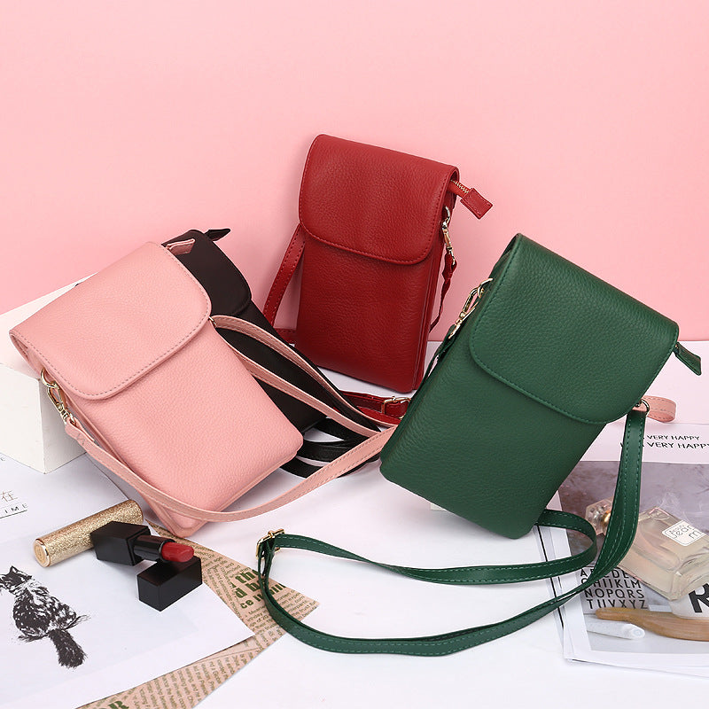 Women's First Layer Soft Cowhide Simple Fashion Phone Bags