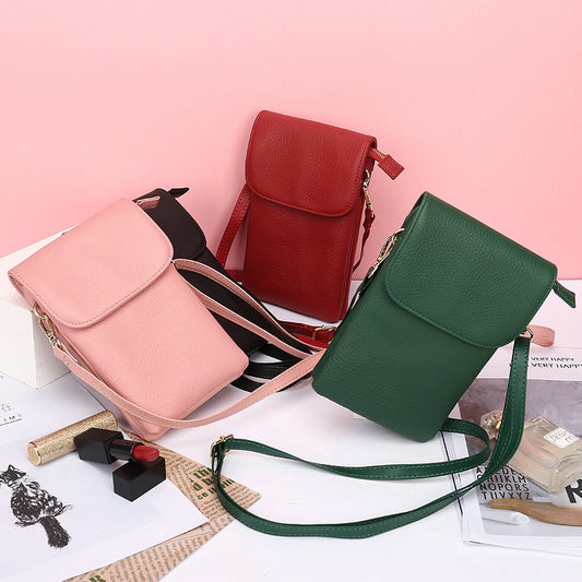 Women's First Layer Soft Cowhide Simple Fashion Phone Bags
