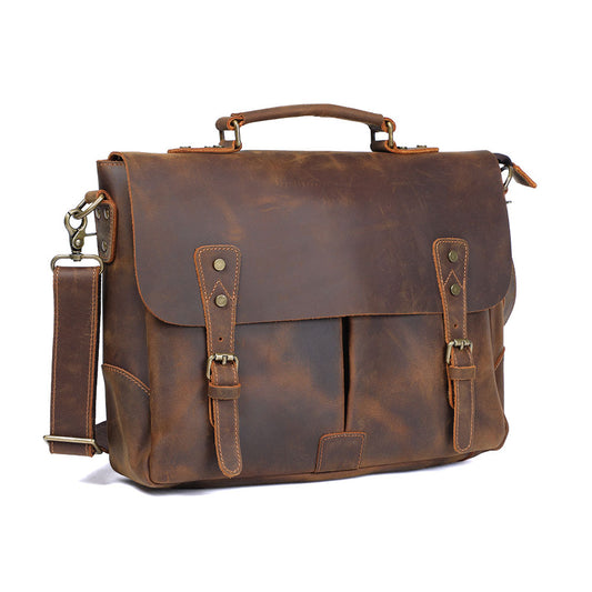 Men's Retro Crazy Horse Leather First Layer Cowhide Men's Briefcases
