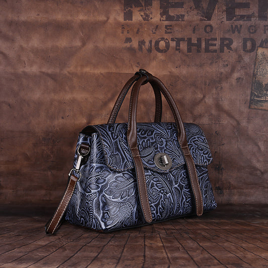 Women's First Layer Cowhide Retro Artificial Coloring Shoulder Bags