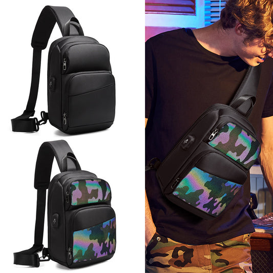 Men's Trendy Cool Colorful Reflective Luminous Waterproof Men's Chest Bags