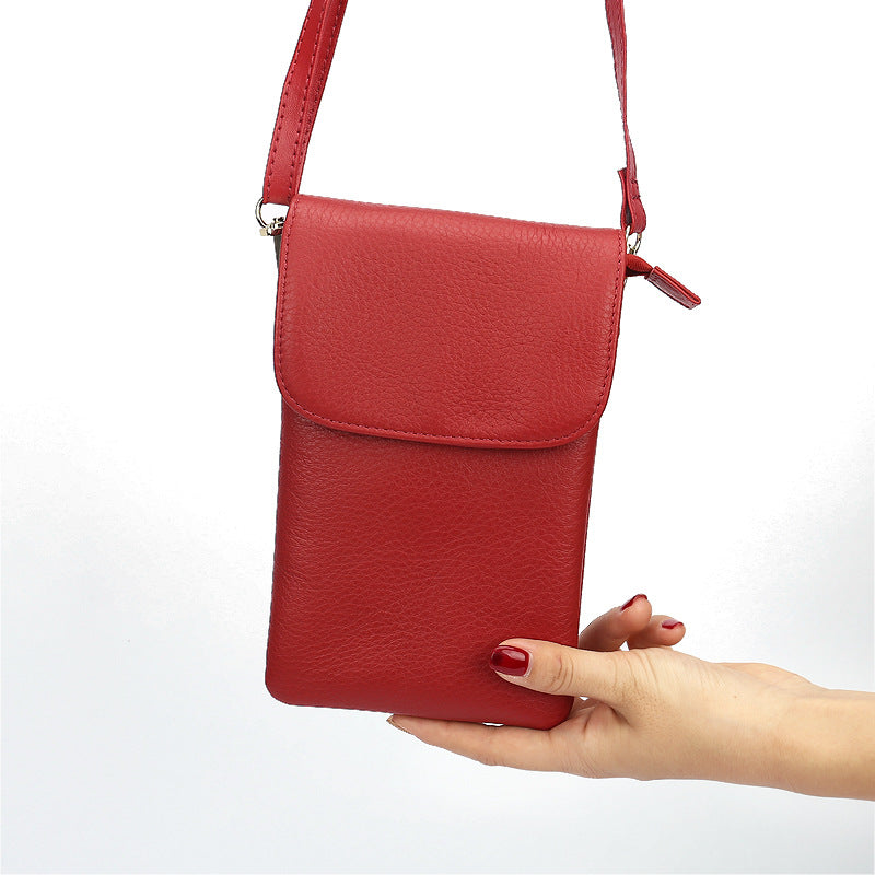 Women's First Layer Soft Cowhide Simple Fashion Phone Bags