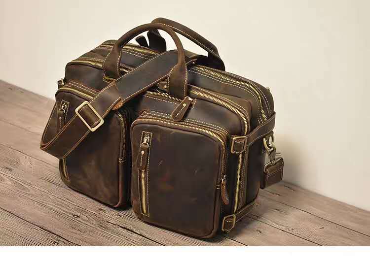 Men's Crazy Horse Leather Large Capacity Business Men's Briefcases
