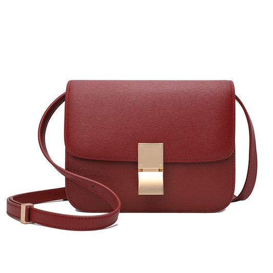 Women's Genuine Leather Stewardess Fashion Cattlehide Oblique Shoulder Bags