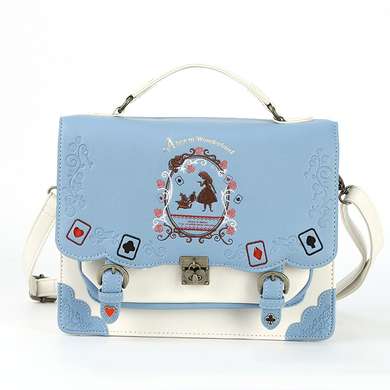 Women's Alice Wonderland Playing Cards Silhouette Painting Backpacks