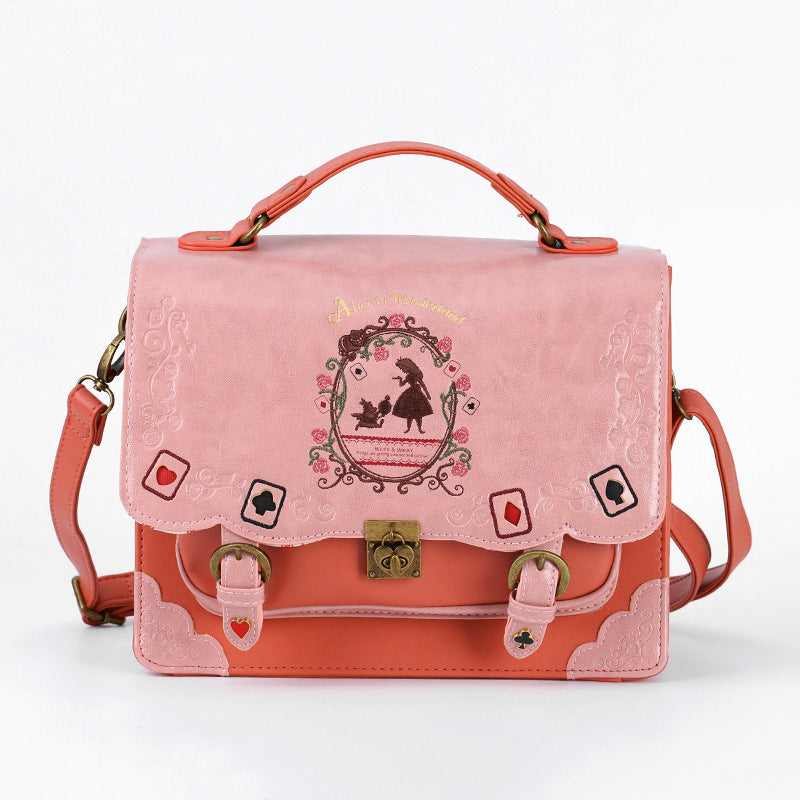 Women's Alice Wonderland Playing Cards Silhouette Painting Backpacks
