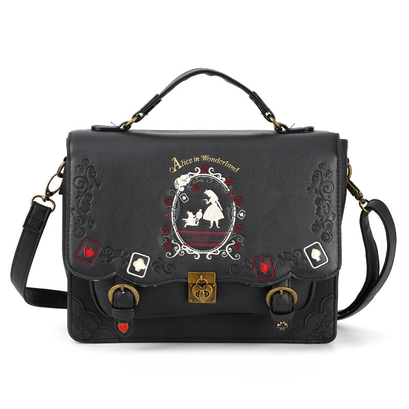 Women's Alice Wonderland Playing Cards Silhouette Painting Backpacks