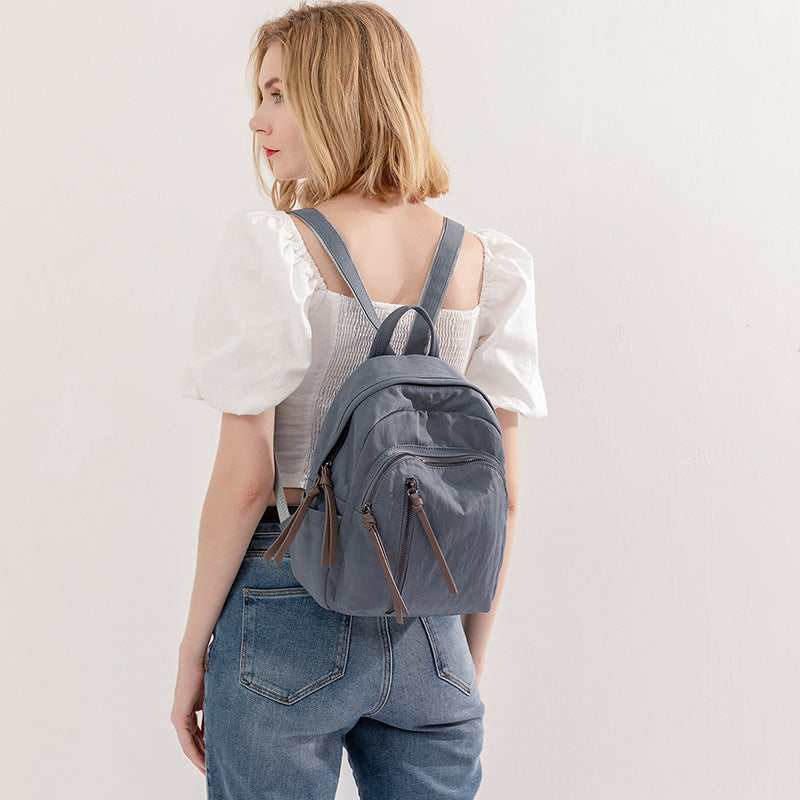 Women's Summer Street Fashion Oxford Cloth Tassel Backpacks