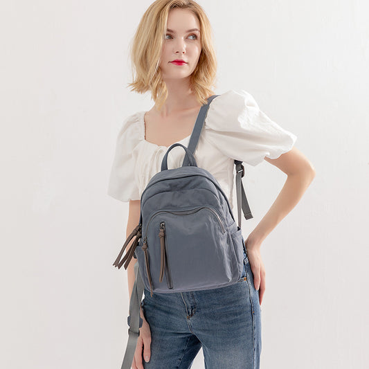 Women's Summer Street Fashion Oxford Cloth Tassel Backpacks