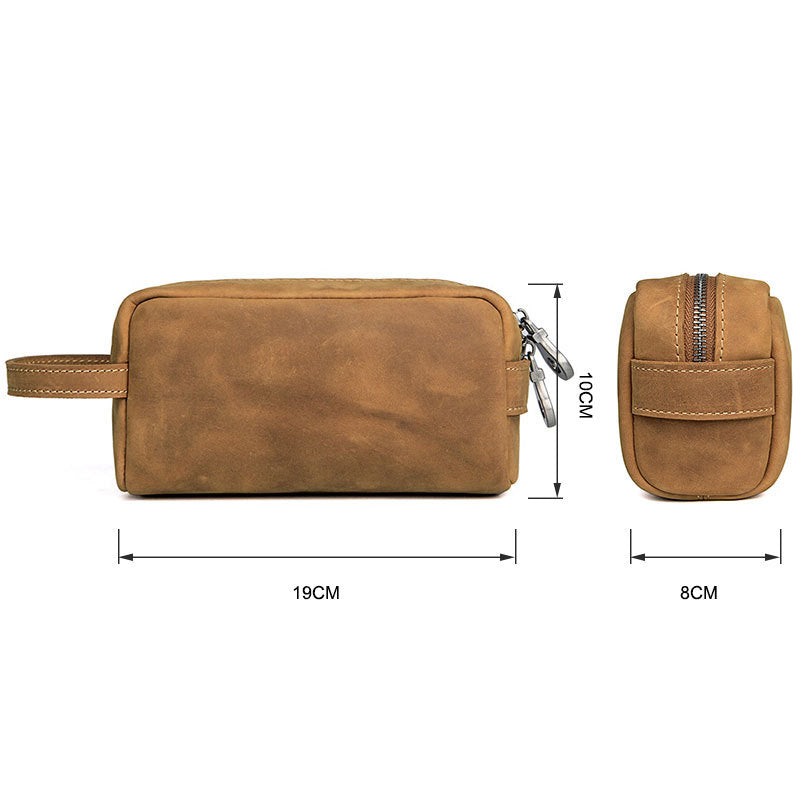 First Layer Cowhide Crazy Horse Leather Cosmetic Bags