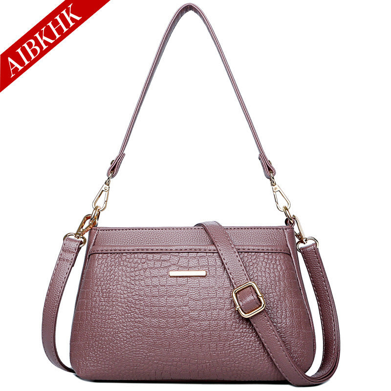 Women's Soft Leather Mother Crocodile Pattern Portable Crossbody Bags
