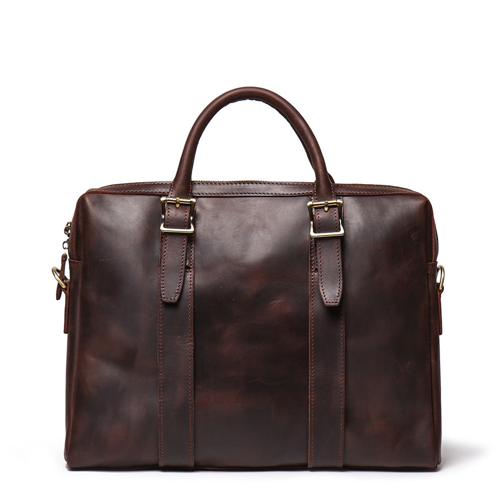 Men's Crazy Horse Leather Genuine Large Capacity Men's Briefcases