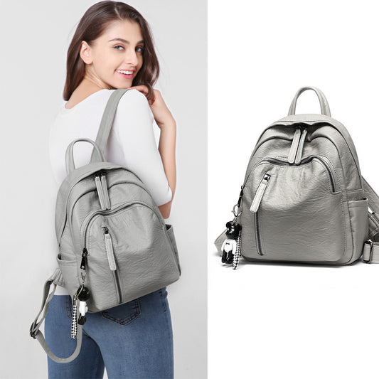 Women's Korean Fashion Trendy Simple Soft Leather Backpacks