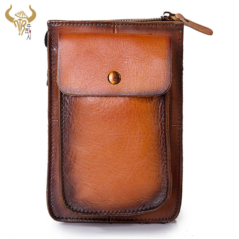 Men's Top Layer Crazy Horse Skin Cowhide Shoulder Bags