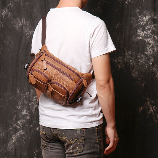 Women's Leather Large Capacity Frosted Cattle Men's Waist Packs