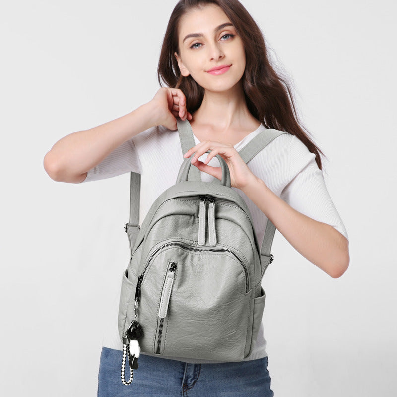 Women's Korean Fashion Trendy Simple Soft Leather Backpacks
