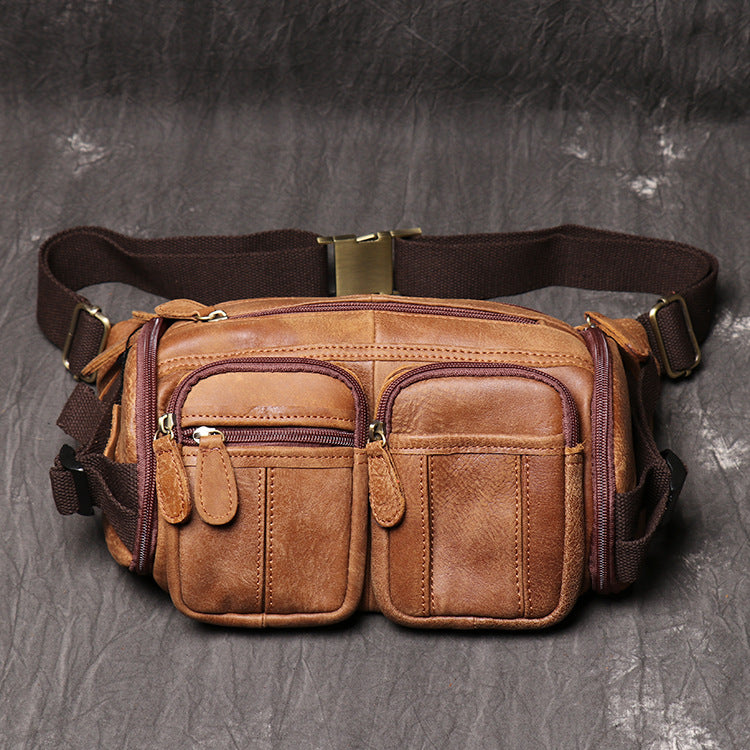 Women's Leather Large Capacity Frosted Cattle Men's Waist Packs