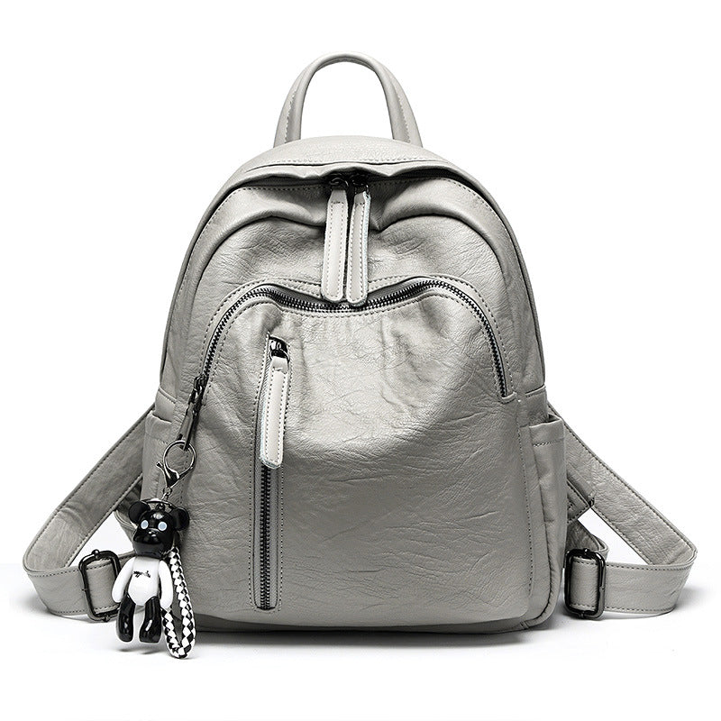 Women's Korean Fashion Trendy Simple Soft Leather Backpacks