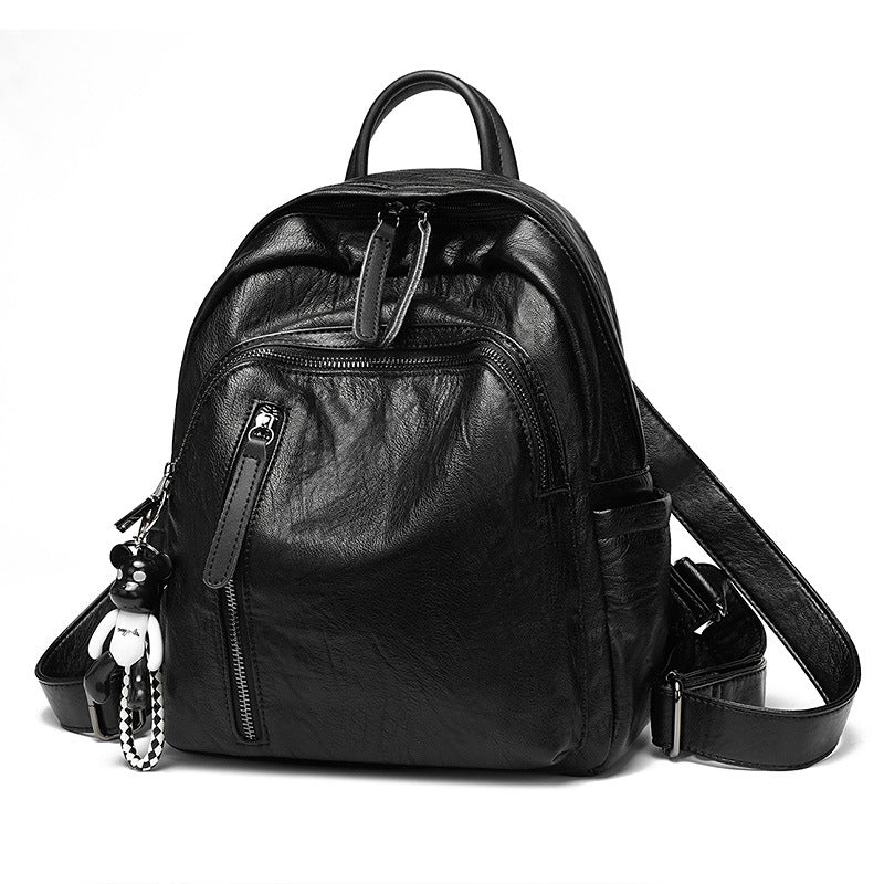 Women's Korean Fashion Trendy Simple Soft Leather Backpacks