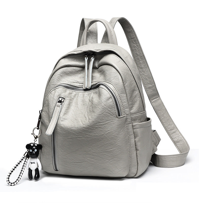 Women's Korean Fashion Trendy Simple Soft Leather Backpacks