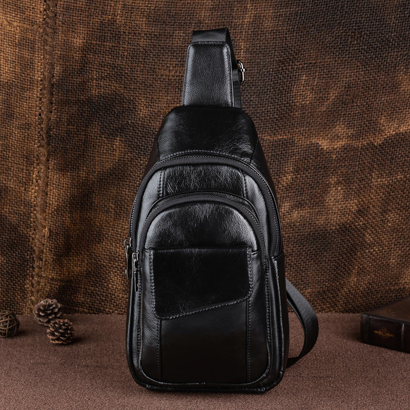 Men's First Layer Cowhide High Sense Graceful Fashionable Trendy Unique Men's Chest Bags