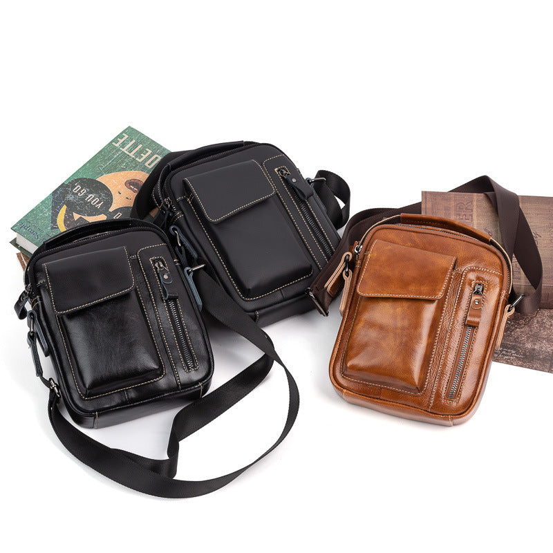 Men's Oil Wax Leather Retro First Layer Men's Shoulder Bags