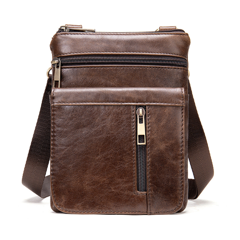 Men's Comfortable Mobile Cowhide Leather Genuine Men's Shoulder Bags