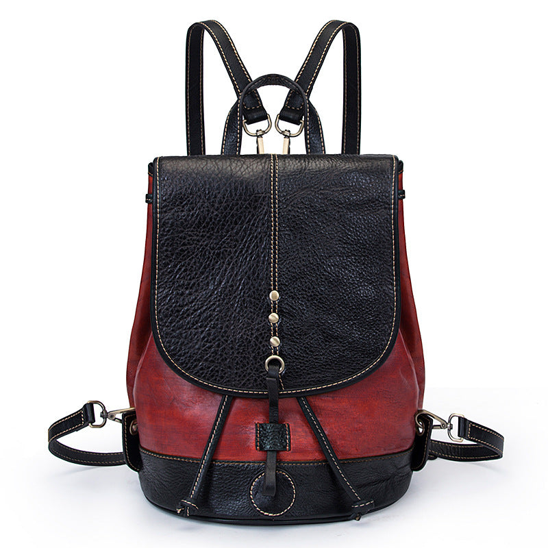 Women's Creative Unique Retro College Cowhide Backpacks