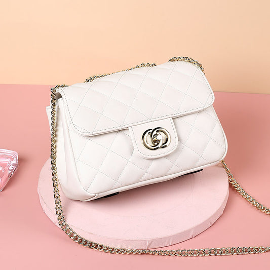 Women's Broadcast Authorized Genuine Leather Classic Style Diamond Shoulder Bags