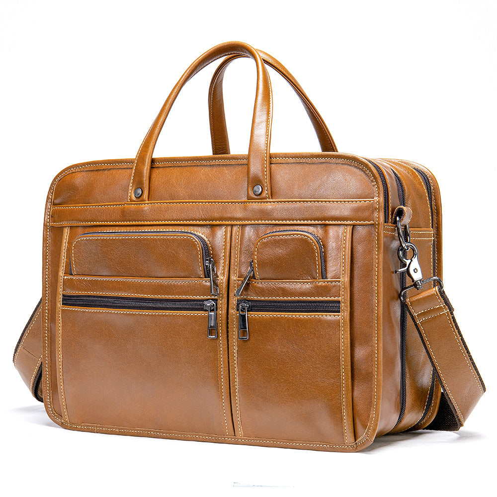 Men's Slouchy First Layer Cowhide Portfolio Men's Briefcases