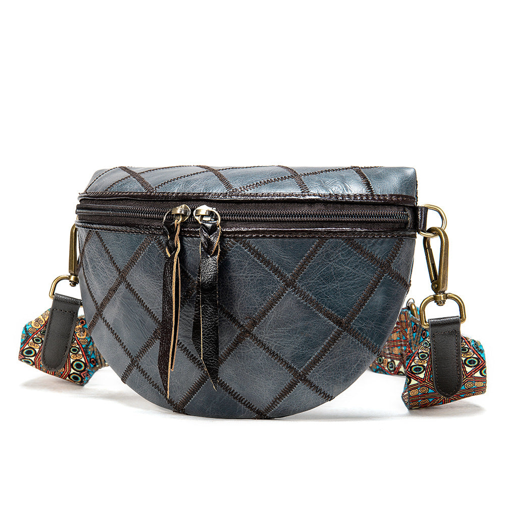Women's Classic Stitching First Layer Cowhide Artistic Shoulder Bags