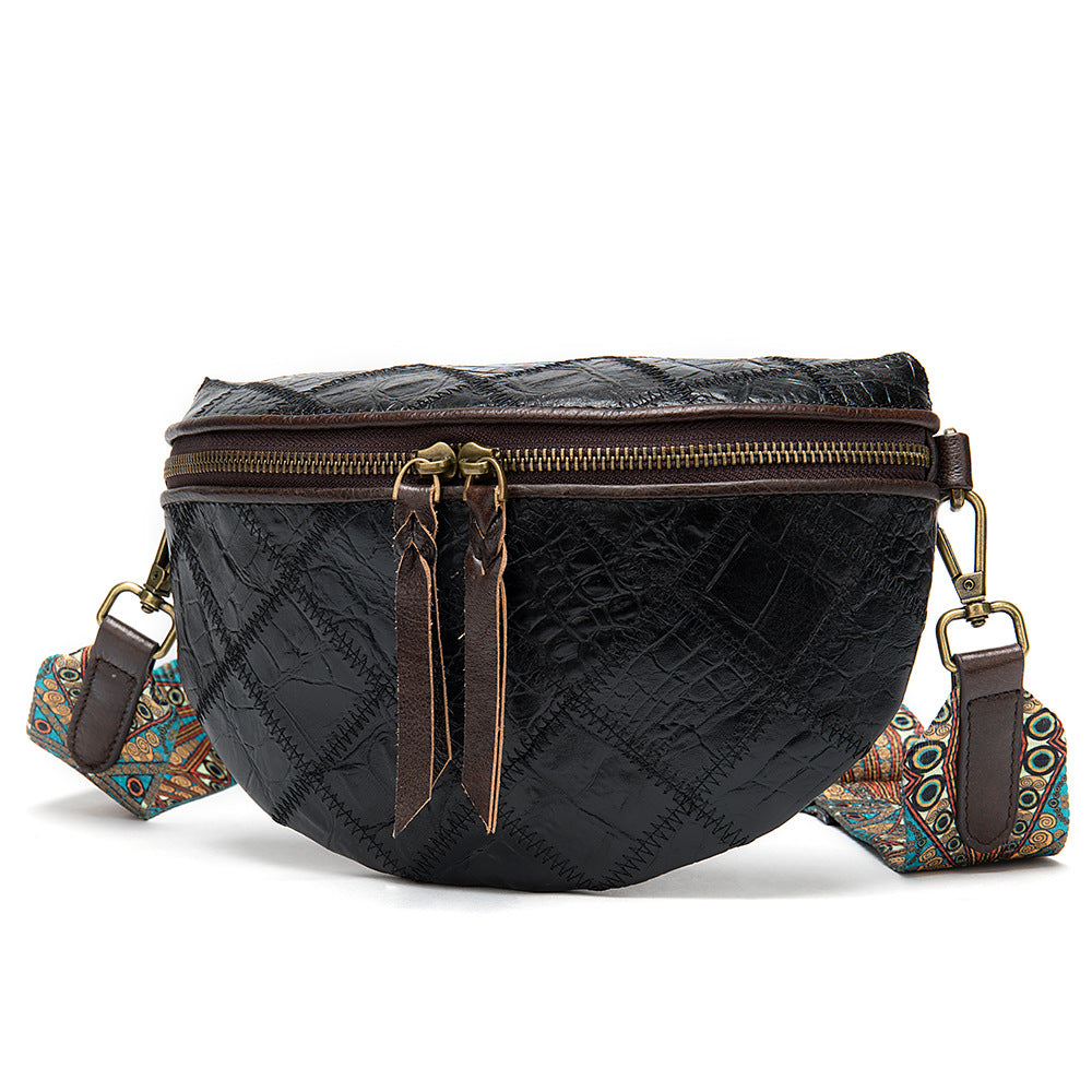 Women's Classic Stitching First Layer Cowhide Artistic Shoulder Bags